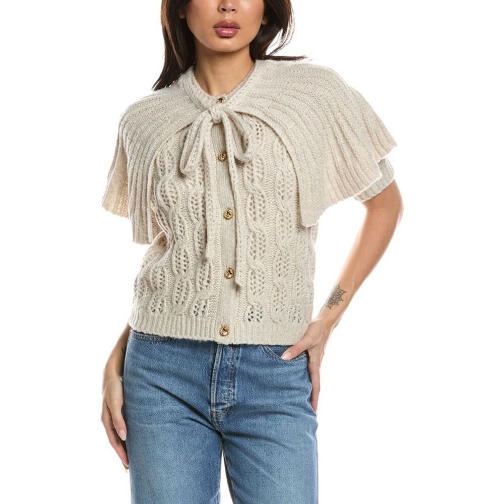 Frame Denim Womens  The Cape Wool-Blend Cardigan, Brown
